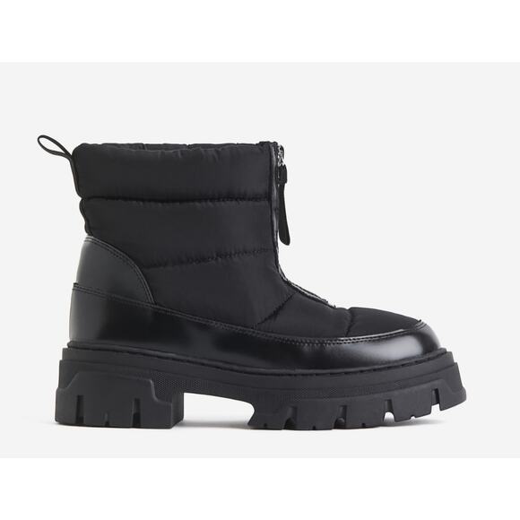 NEW H&M Warm Lined Padded Boots Womens 9.5 Chunky Platform Black - Picture 4 of 16